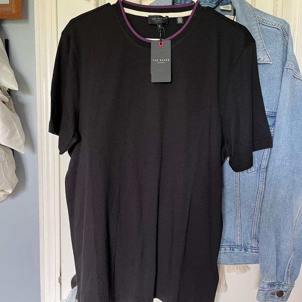 NWT Ted Baker Black HELPA Short Sleeve T Men's Shirt 4